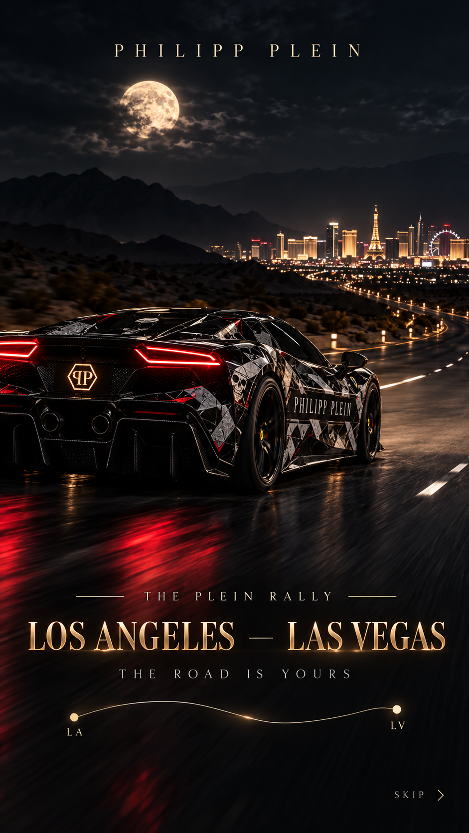 Night route from Los Angeles to Las Vegas