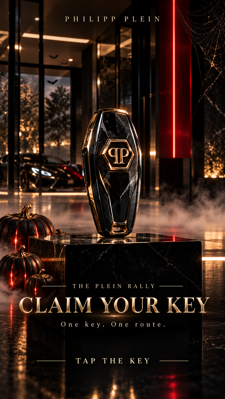 Plein Rally vehicle key with luxury Halloween decor